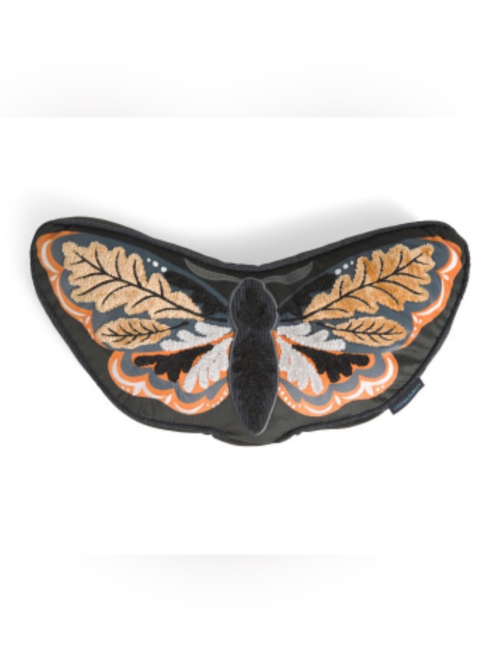 Cynthia Rowley Embroidered Moth Pillow 9x18 Chic Halloween Decor New